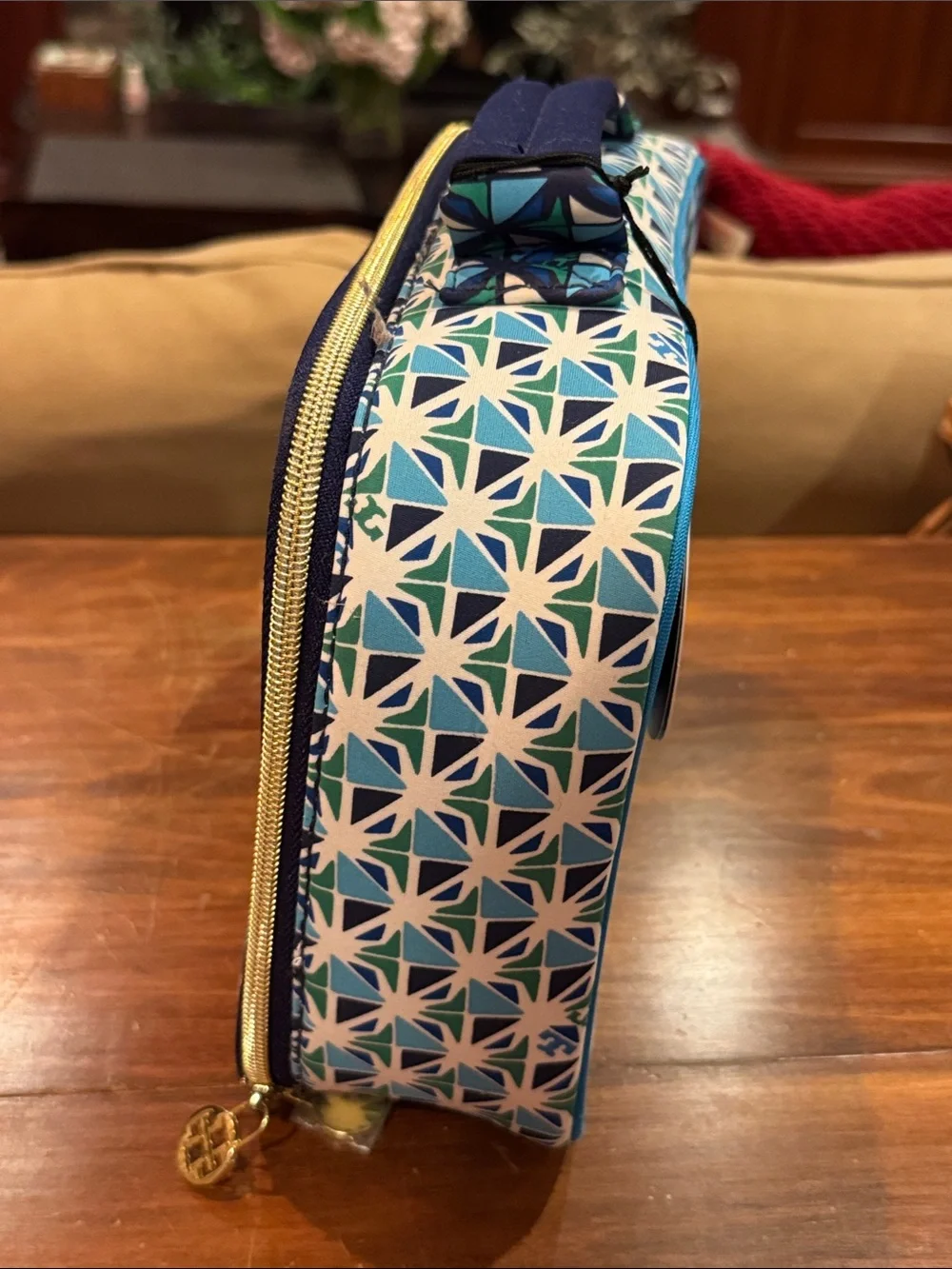 NWT Tory Burch Neiman Marcus Target Blue White Green Zipper Lunch Bag Tote  NEW!